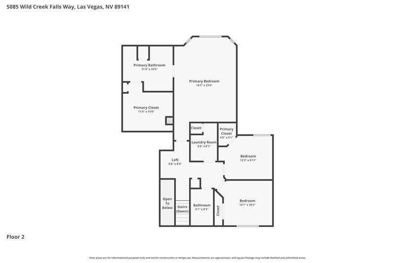 2,425/Mo, 5085 Wild Creek Falls Way Las Vegas, NV 89141 Floor Plan View 2