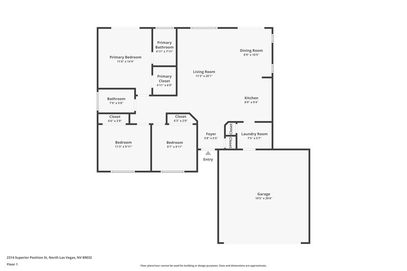 1,850/Mo, 2314 Superior Position St North Las Vegas, NV 89032 Floor Plan View