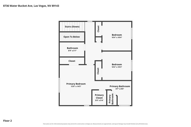 2,025/Mo, 8736 Water Bucket Ave Las Vegas, NV 89143 Floor Plan View 2