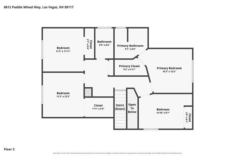2,145/Mo, 8612 Paddle Wheel Way Las Vegas, NV 89117 Floor Plan View 2