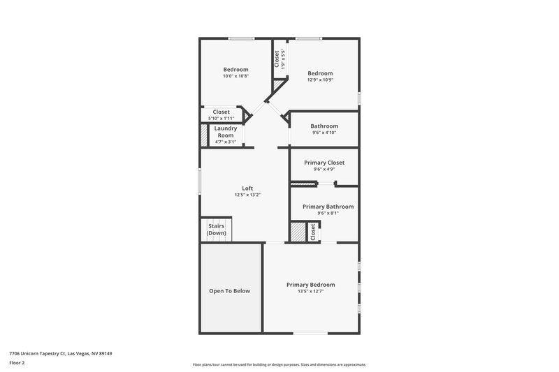 1,825/Mo, 7706 Unicorn Tapestry Court Las Vegas, NV 89149 Floor Plan View 2