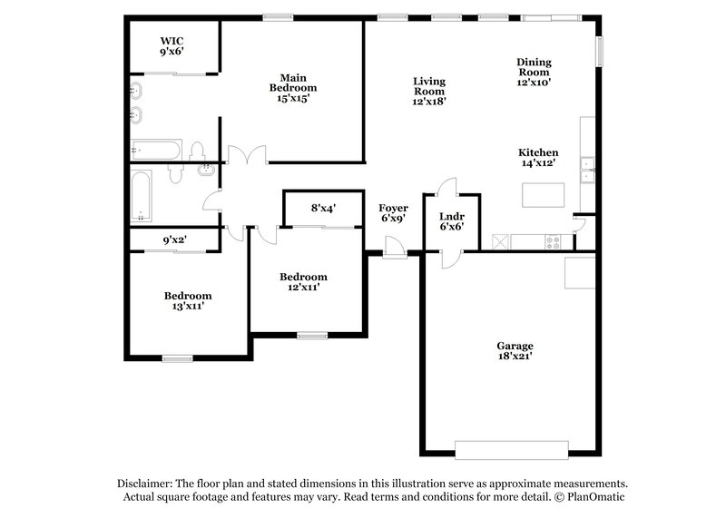 1,900/Mo, 6013 Deep Blue St North Las Vegas, NV 89031 Floor Plan View