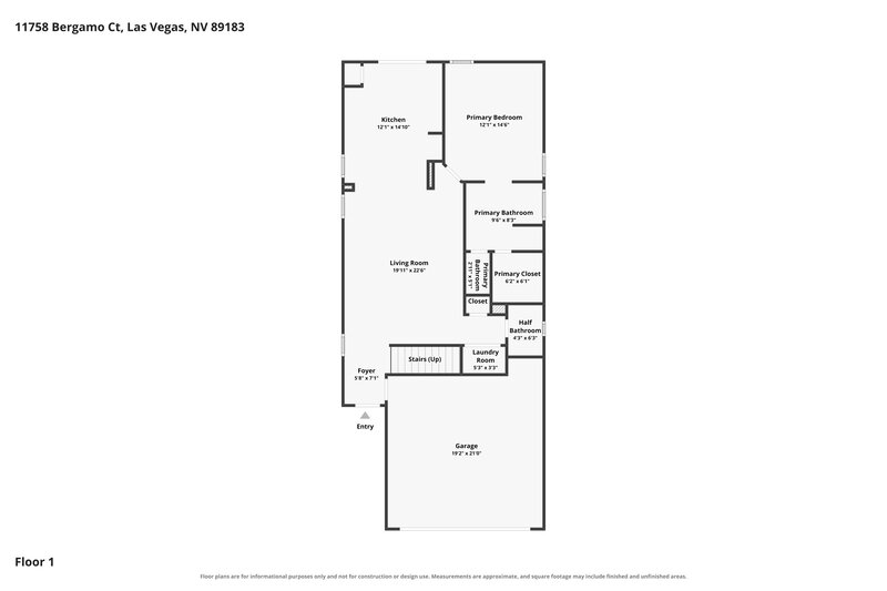 2,380/Mo, 11758 Bergamo Ct Las Vegas, NV 89183 Floor Plan View