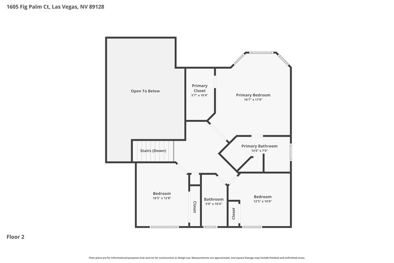 2,175/Mo, 1605 Fig Palm Ct Las Vegas, NV 89128 Floor Plan View 2