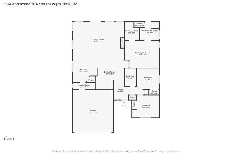 2,060/Mo, 1604 Watercreek Dr North Las Vegas, NV 89032 Floor Plan View