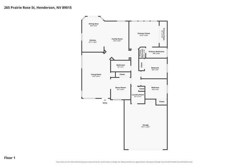 2,580/Mo, 265 Prairie Rose St Henderson, NV 89015 Floor Plan View