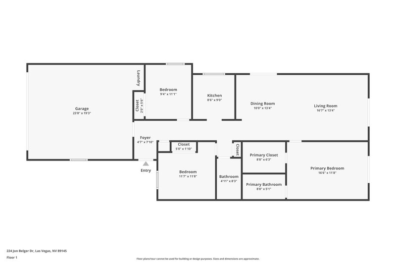 1,930/Mo, 224 Jon Belger Dr Las Vegas, NV 89145 Floor Plan View