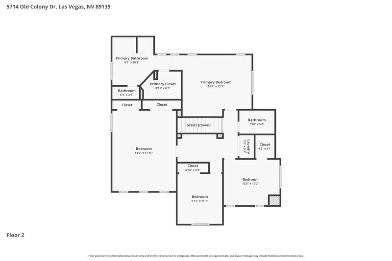2,185/Mo, 5714 Old Colony Dr Las Vegas, NV 89139 Floor Plan View 2