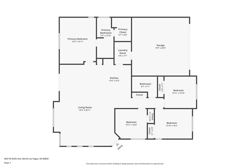 1,990/Mo, 4037 W Delhi Ave North Las Vegas, NV 89032 Floor Plan View