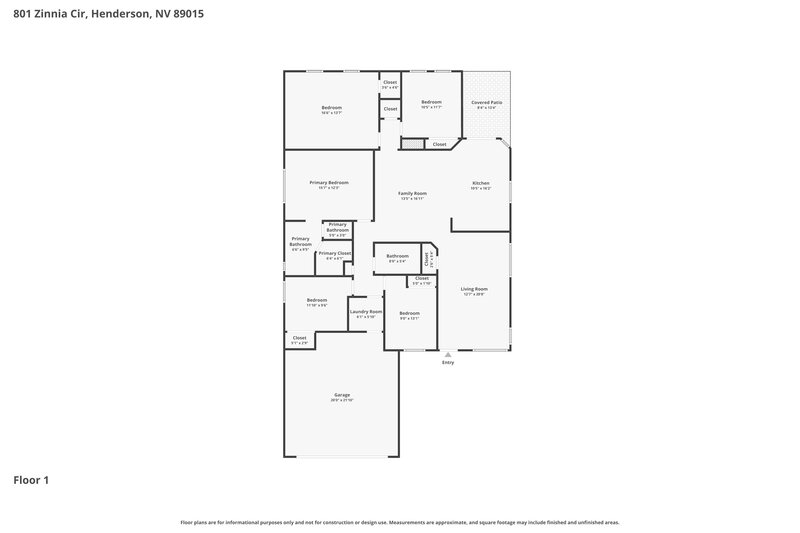 2,470/Mo, 801 Zinnia Cir Henderson, NV 89015 Floor Plan View