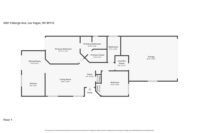 1,875/Mo, 4361 Faberge Ave Las Vegas, NV 89115 Floor Plan View