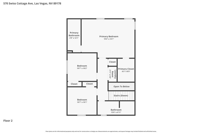 2,075/Mo, 570 Swiss Cottage Ave Las Vegas, NV 89178 Floor Plan View 2