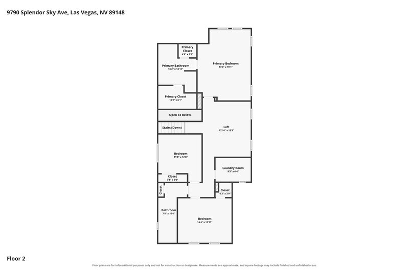 2,250/Mo, 9790 Splendor Sky Ave Las Vegas, NV 89148 Floor Plan View 2