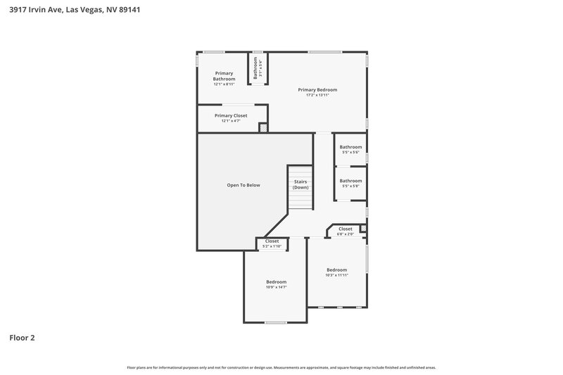 2,360/Mo, 3917 Irvin Ave Las Vegas, NV 89141 Floor Plan View 2