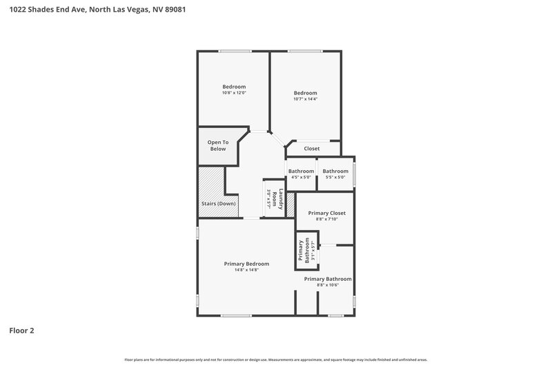 2,045/Mo, 1022 Shades End Ave North Las Vegas, NV 89081 Floor Plan View 2