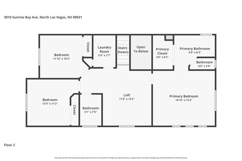 1,860/Mo, 3010 Sunrise Bay Ave North Las Vegas, NV 89031 Floor Plan View 2
