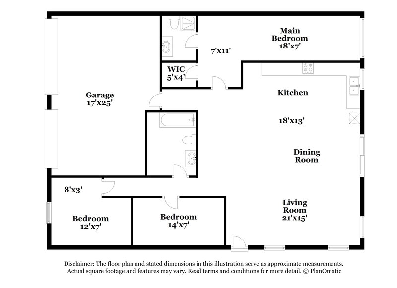 1,855/Mo, 2204 Fountain Valley Way North Las Vegas, NV 89031 Floor Plan View