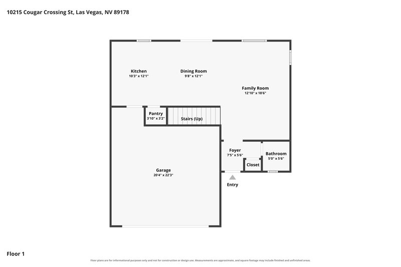 2,070/Mo, 10215 Cougar Crossing St Las Vegas, NV 89178 Floor Plan View