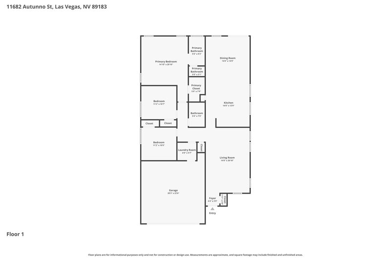 2,000/Mo, 11682 Autunno St Las Vegas, NV 89183 Floor Plan View