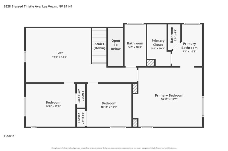 2,310/Mo, 6528 Blessed Thistle Ave Las Vegas, NV 89141 Floor Plan View 2