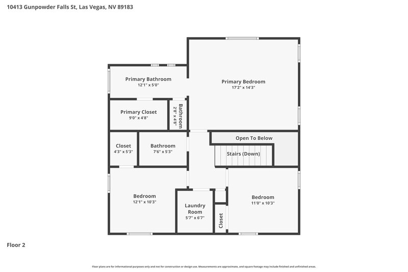 2,245/Mo, 10413 Gunpowder Falls St Las Vegas, NV 89183 Floor Plan View 2
