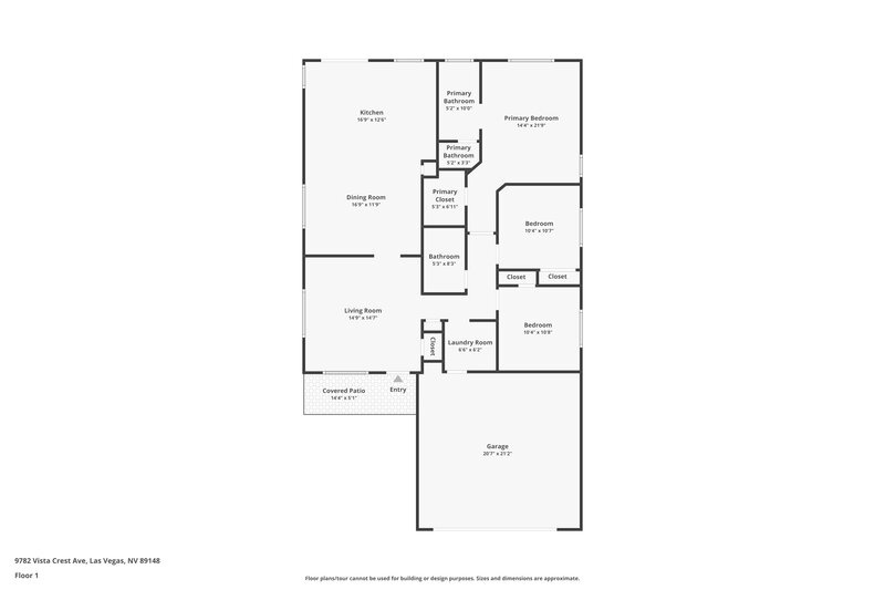 1,960/Mo, 9782 Vista Crest Ave Las Vegas, NV 89148 Floor Plan View