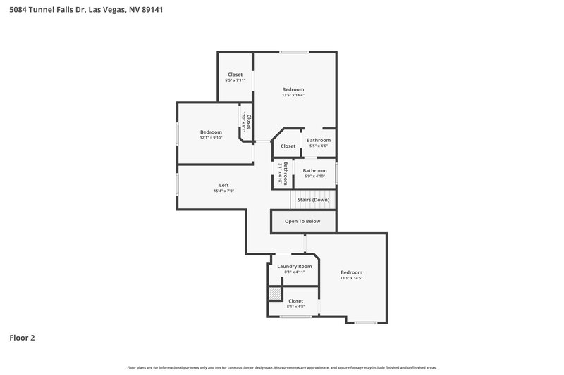 2,370/Mo, 5084 Tunnel Falls Dr Las Vegas, NV 89141 Floor Plan View 2