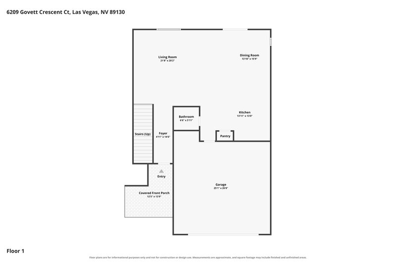 2,115/Mo, 6209 Govett Crescent Ct Las Vegas, NV 89130 Floor Plan View