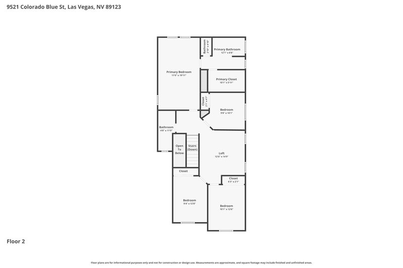 2,410/Mo, 9521 Colorado Blue St Las Vegas, NV 89123 Floor Plan View 2