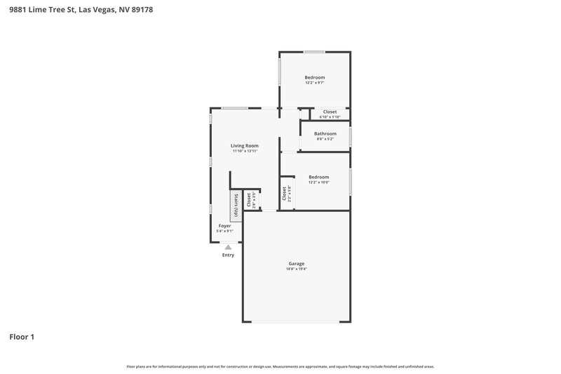 2,170/Mo, 9881 Lime Tree St Las Vegas, NV 89178 Floor Plan View