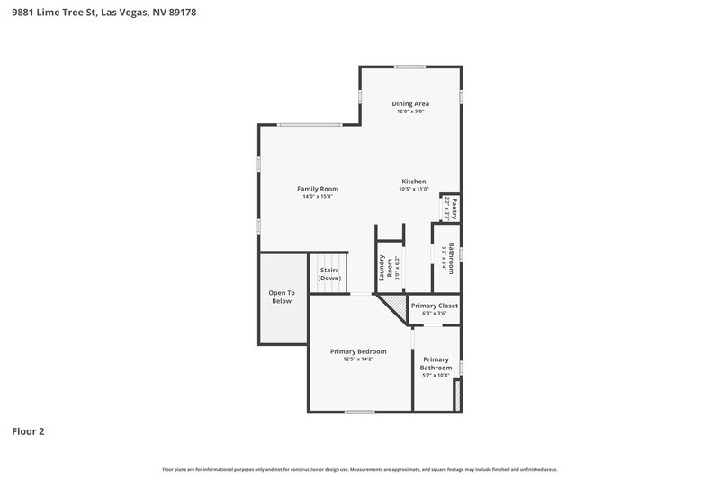 2,170/Mo, 9881 Lime Tree St Las Vegas, NV 89178 Floor Plan View 2