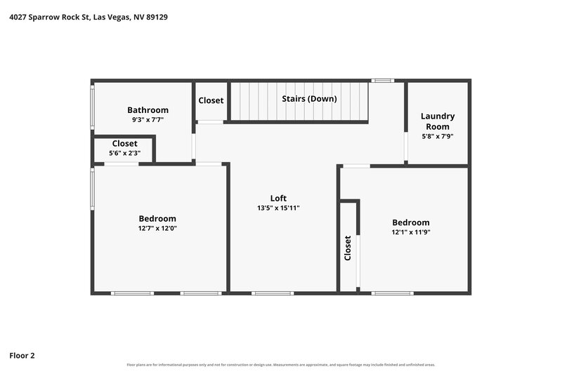 2,100/Mo, 4027 Sparrow Rock St Las Vegas, NV 89129 Floor Plan View 2