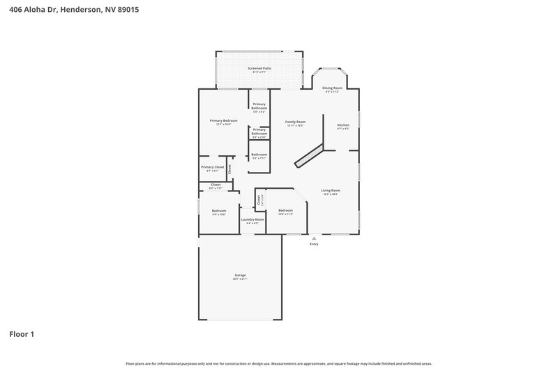 2,020/Mo, 406 Aloha Dr Henderson, NV 89015 Floor Plan View