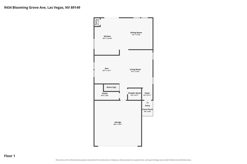 2,165/Mo, 9434 Blooming Grove Ave Las Vegas, NV 89149 Floor Plan View
