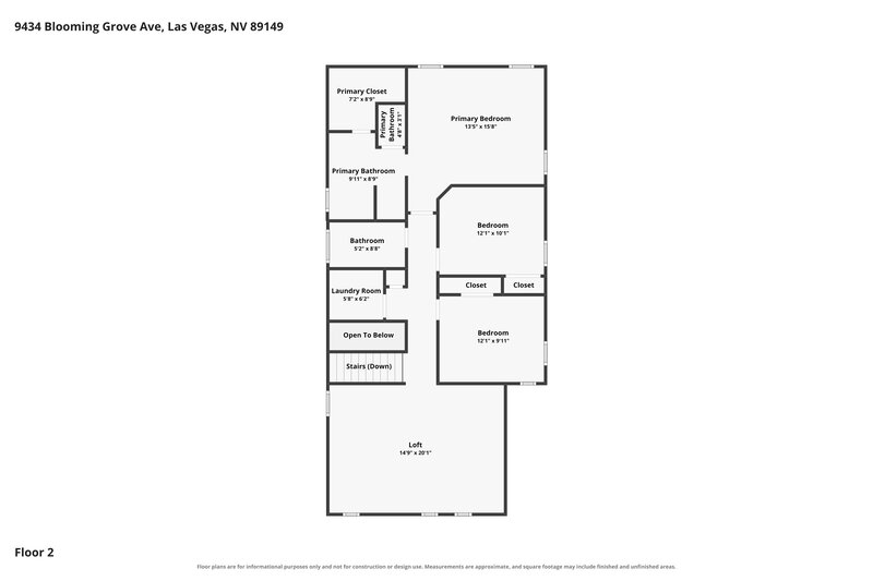 2,165/Mo, 9434 Blooming Grove Ave Las Vegas, NV 89149 Floor Plan View 2