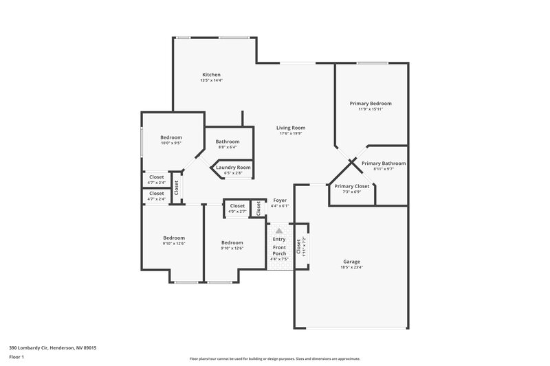 1,960/Mo, 390 Lombardy Cir Henderson, NV 89015 Floor Plan View