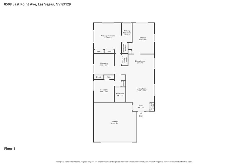2,030/Mo, 8508 Last Point Ave Las Vegas, NV 89129 Floor Plan View