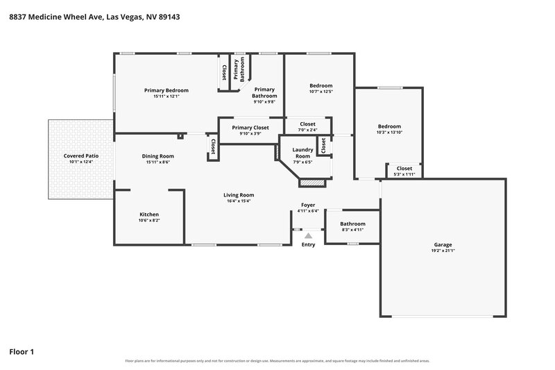 2,155/Mo, 8837 Medicine Wheel Ave Las Vegas, NV 89143 Floor Plan View