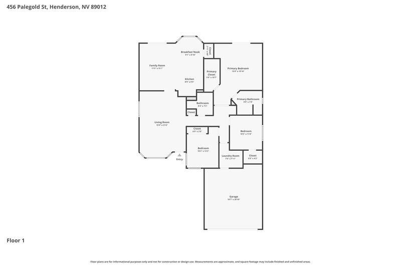2,210/Mo, 456 Palegold St Henderson, NV 89012 Floor Plan View