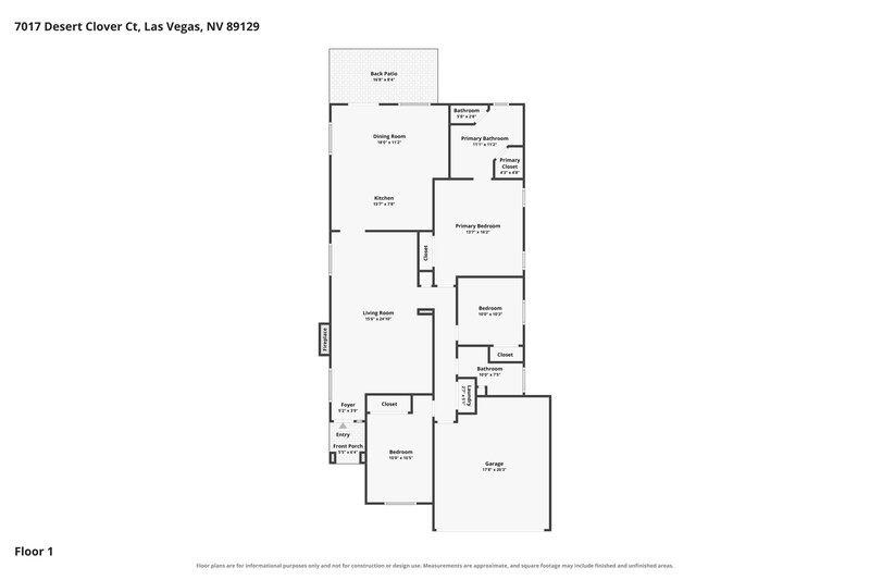 2,215/Mo, 7017 Desert Clover Ct Las Vegas, NV 89129 Floor Plan View