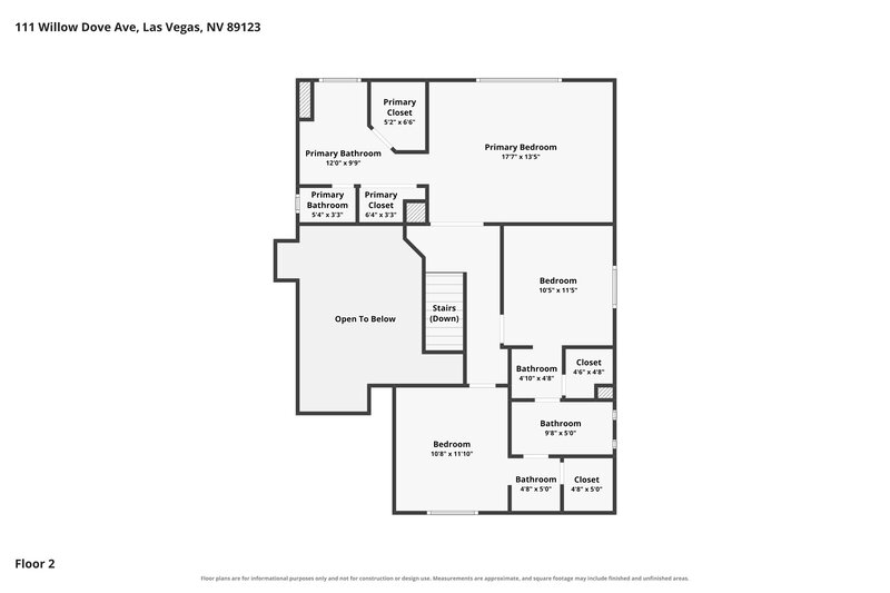 2,090/Mo, 111 Willow Dove Ave Las Vegas, NV 89123 Floor Plan View 2