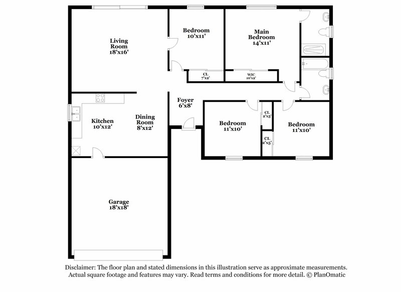 2,160/Mo, 1555 Calabria Dr Las Vegas, NV 89104 Floor Plan View