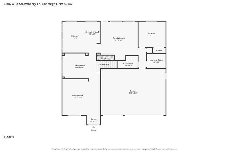 2,600/Mo, 6306 Wild Strawberry Ln Las Vegas, NV 89142 Floor Plan View