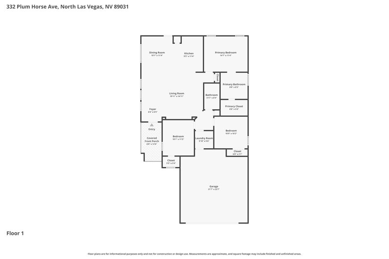 2,030/Mo, 332 Plum Horse Ave North Las Vegas, NV 89031 Floor Plan View