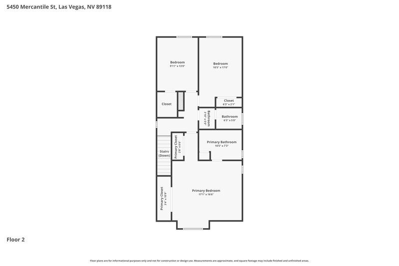 1,900/Mo, 5450 Mercantile St Las Vegas, NV 89118 Floor Plan View 2