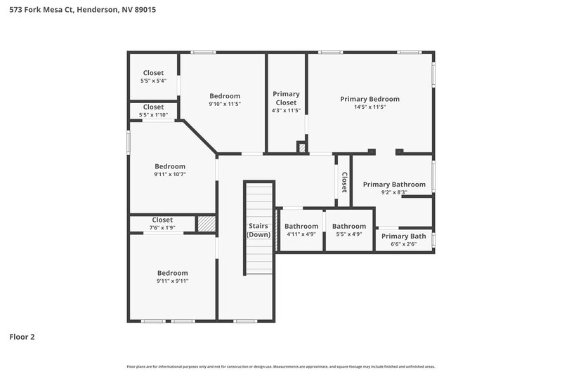 2,430/Mo, 573 Fork Mesa Ct Henderson, NV 89015 Floorplan View 2