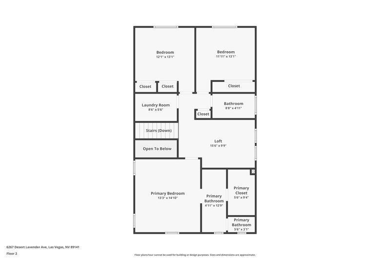 2,030/Mo, 6267 Desert Lavender Ave Las Vegas, NV 89141 Floor Plan View 2