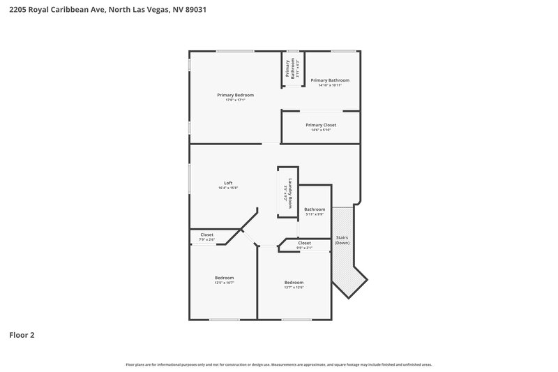 2,195/Mo, 2205 Royal Caribbean Ave North Las Vegas, NV 89031 Floor Plan View 2