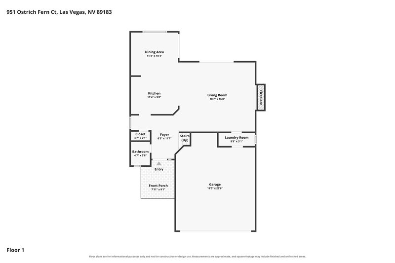 2,275/Mo, 951 Ostrich Fern Ct Las Vegas, NV 89183 Floor Plan View