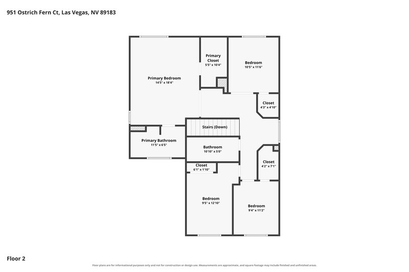 2,275/Mo, 951 Ostrich Fern Ct Las Vegas, NV 89183 Floor Plan View 2